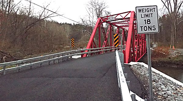 Red Bridge is the northern gateway to Ludlowville.  Road and drainage improvements were made from the bridge into the center of Ludlowville.