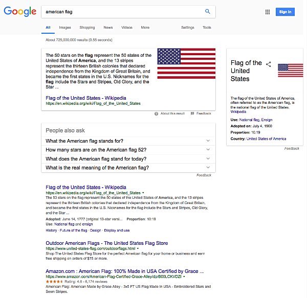 American Flag on Google