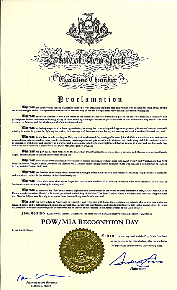 New York POW/MIA Recognition Day Proclamation